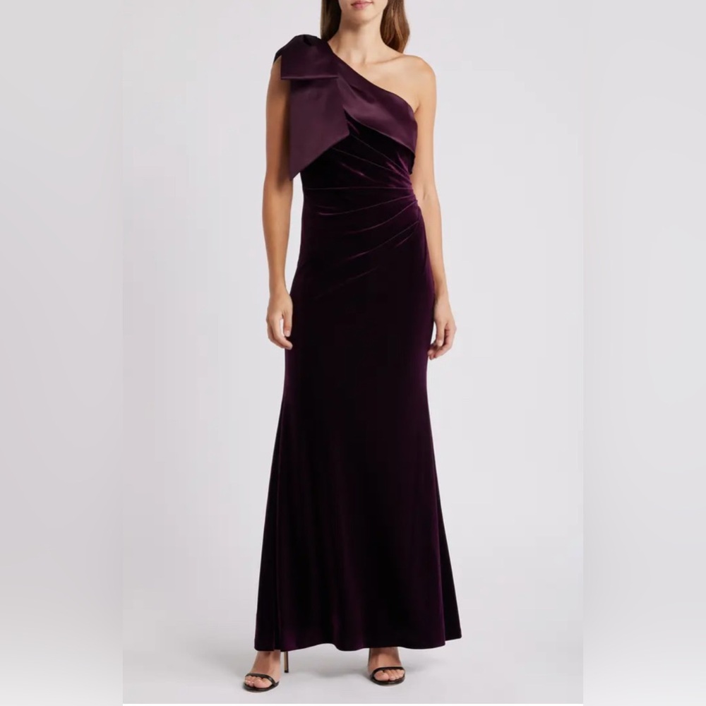 Eliza J Velvet Purple Evening Gown